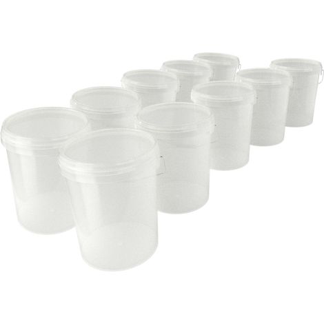 10x set de seaux pour l'industrie alimentaire et chimique, capacité 15,9 litres, naturel