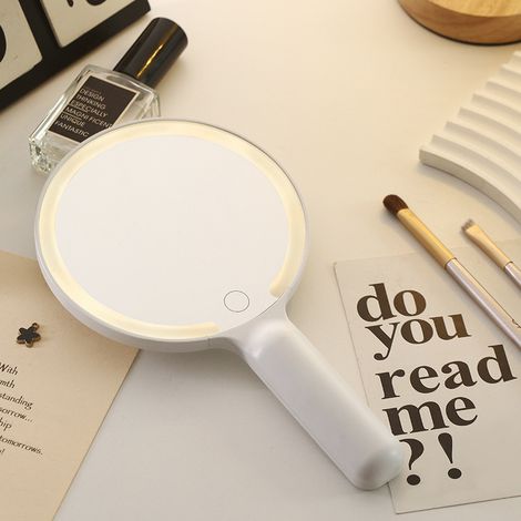 Miroir de poche LED avec lumière, miroir de maquillage portable, chargement Type-C, commande tactile intelligente pour régler 3 niveaux de lumière. (1/5)