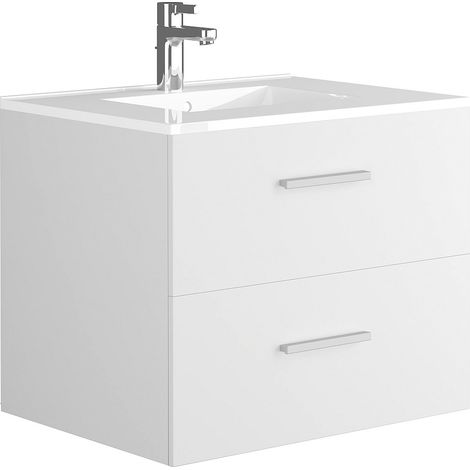 Mobile per bagno sospeso con lavabo singolo 60 cm Bianco - KAYLA