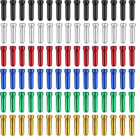 90 Pieces Bicycle Brake Cable End Caps, Durable Aluminum Alloy Brake Cable End Caps, Multicolored Bicycle Brake Cable End Caps for Mountain and Road Bikes (1/5)