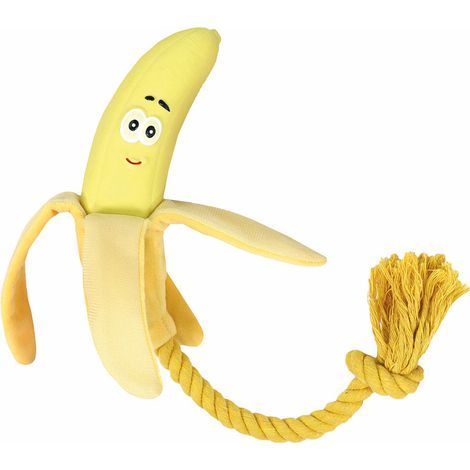 Gioco in lattice e corda con effetto sonoro Veggy Toys modello Banana per cani