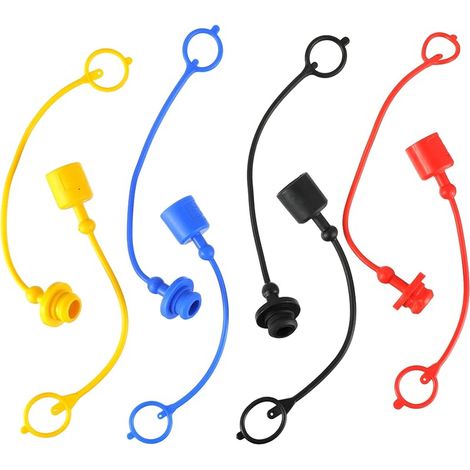 4 paires de bouchons anti-poussière pour tuyaux hydrauliques en caoutchouc Raccord hydraulique ISO-A 1/2, bouchon anti-poussière mâle et couvercle de prise femelle