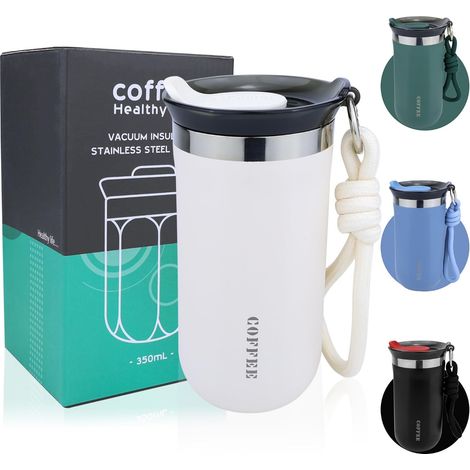 340 ML Insulated Coffee Cup with Straw – White Insulated Cup – Coffee Mug Can (1/5)