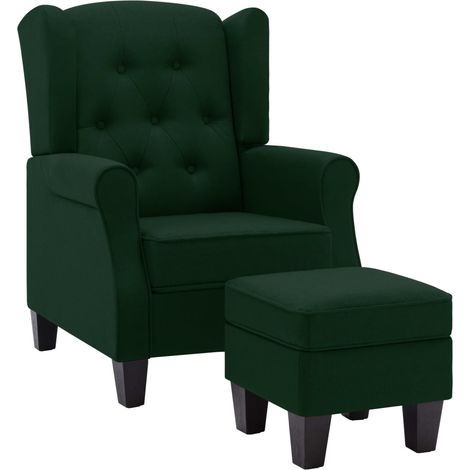Maison Exclusive - Sessel mit Fußhocker Dunkelgrün Stoff