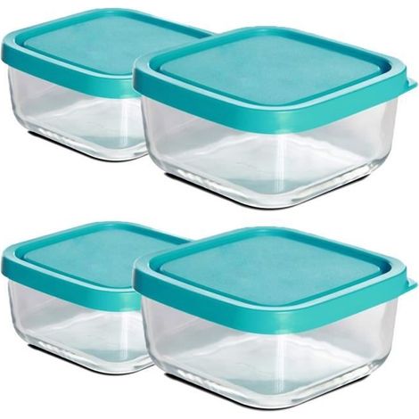 Boîtes de conservation - JUANIO - Frigoverre - Lot de 4 - Verre alimentaire - Couvercle hermétique (1/4)