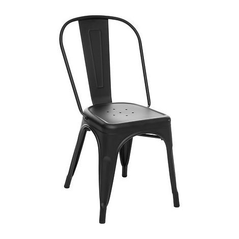 Lot de 4 chaises de table en métal noire - Longueur 45 x Profondeur 48 x Hauteur 85 cm (1/5)