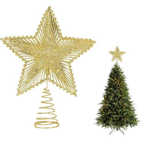 Estrella para árbol de Navidad，adorno para la cima del árbol，decoración navideña，apto para árboles de Navidad de todos los tamaños，23 x 20 cm (1/2)