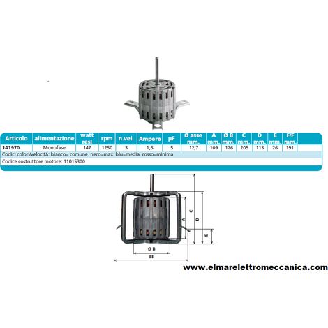 141970 147 W 3 velocità Motore Elettrico Monofase Ventilatore Centrifugo Assiale