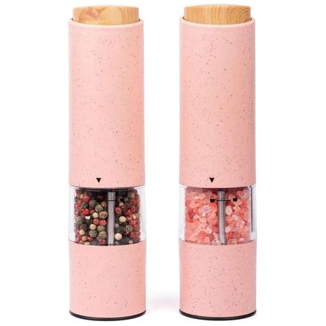 2er-Set elektrische Gewürzmühlen – Rosa. Hochwertige elektrische Gewürzmühlen mit hervorragendem Preis-Leistungs-Verhältnis für optimales Mahlen von Gewürzen. Küchenaccessoire. (1/5)