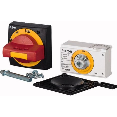 Poignée rotative à commande rompue sur porte rouge-jaune verrouillable taille 1 EATON NZM1-XTVDVR-0-NA
