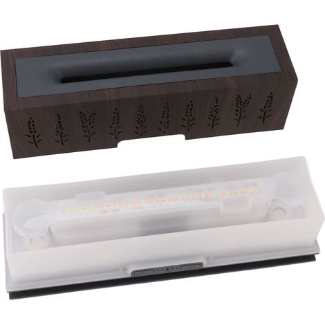 Diffuseur d'arômes à effet flamme, humidificateur d'air, veilleuse 3D ajourée pour la maison et le bureau, 100-240 V, aspect bois foncé, prise britannique (1/5)
