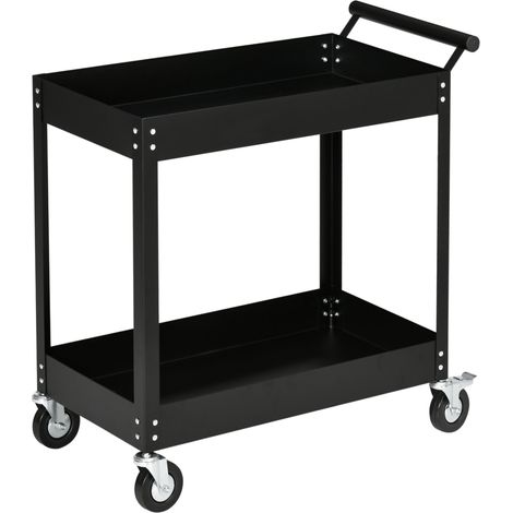 Carro de taller de 2 niveles de acero negro HOMVRA 84,5 x 38 x 84 cm (1/5)