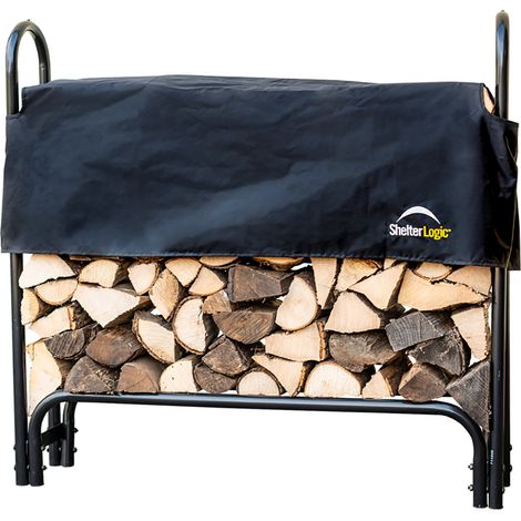 ShelterLogic Étagère à bois en acier avec couvercle Noir 126x25x118 cm (1/5)