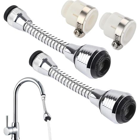 Mitigeur lavabo 2 pièces avec aérateur, mitigeur flexible avec aérateur, douchette flexible 360° pour mitigeurs et douches (2 positions) (1/5)
