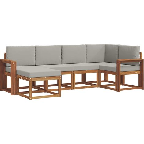 Outdoor Sofa Set with Cushion 6 pcs Natural and Light Grey vidaXL (1/5)