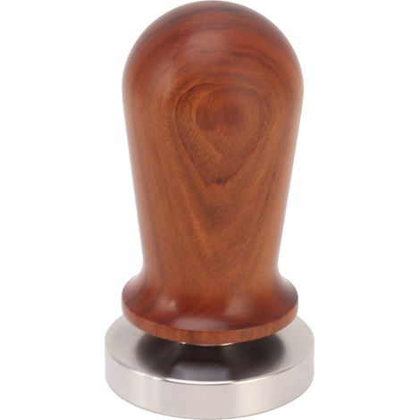 Tasseur à café avec base plate en acier inoxydable et manche en bois, outil de tassage de la poudre de café, 51 mm / 2 pouces (1/5)