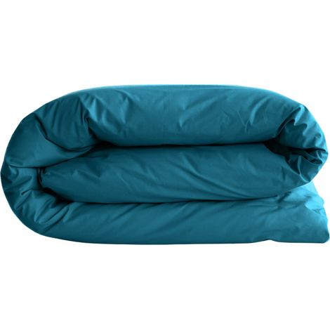 Housse de couette uni percale de coton MANOIR 140x200 cm (1/5)