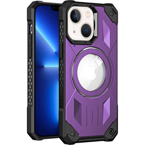 Funda para iPhone 14, resistente, MagSafe, color morado. (1/5)