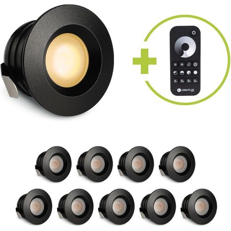 Einbaustrahler Mini flach Torino 3W 2700K IP44 - Farbe: schwarz matt - Anzahl: 10x