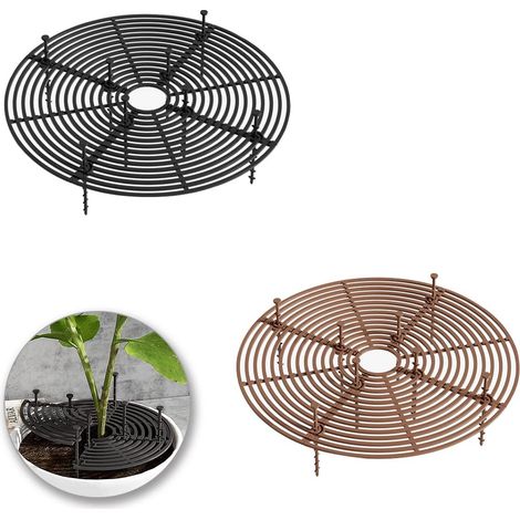 Lot de 2 Protection pour Pot de Fleurs, Pot de Fleurs en Grille pour Pot de Fleurs, Pot De Fleurs Grille, pour Bébé pour Protéger Les Enfants Et Animaux Domestiqu (Noir, Marron), M (1/5)