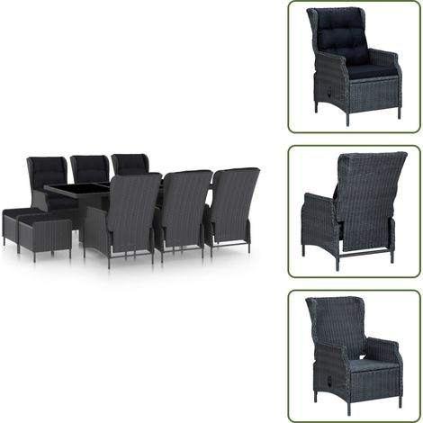 Cuscini per seduta - vidaXL Set da Pranzo da Giardino 9pz e Cuscini Polyrattan Grigio Scuro - Cuscini per schienale