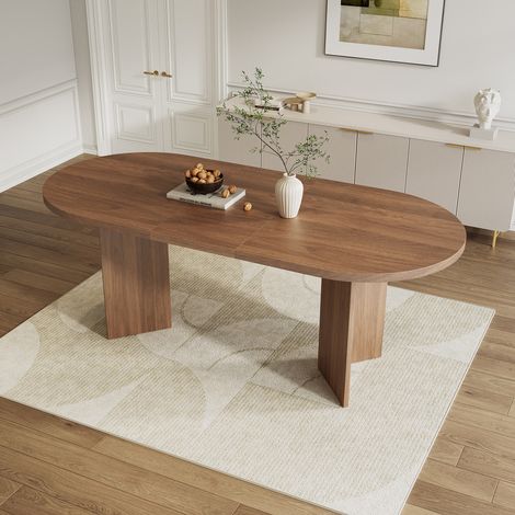 Mesa de comedor 160x80 cm para 6-8 personas, mesa de comedor extensible con esquinas redondeadas y tablero grueso – diseño sencillo (1/5)