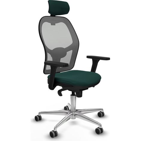 Jorquera sincro malla gris similpiel verde botella brazos 3D base aluminio cabecero 2D ruedas 65mm engomada (1/5)