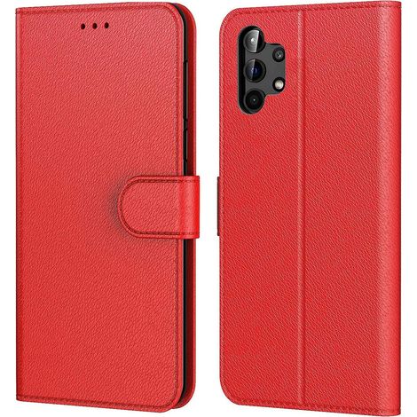 Coque pour Samsung Galaxy A32 5G (Pas pour 4G), Pochette Protection Etui Housse Premium en Cuir PU,Fermeture Magnétique,Flip Case Compatible avec (Samsung A32 5G, Book Rouge)