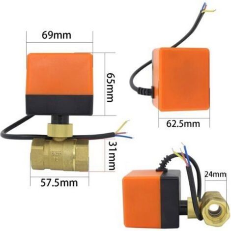 Vanne motorisée 2 voies - LUSKYKA - AC220 V - AC24 V - DC12 V - Boisseau sphérique - DN15 à DN50 - Dimensions compactes (1/4)