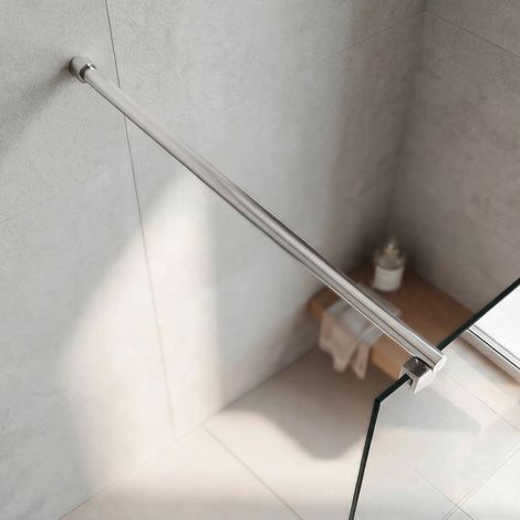BERNSTEIN - Barre de stabilisation extensible en acier inoxydable pour paroi de douche - 80-140cm - Stabilisateur au choix ronde (1/2)