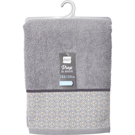 Drap de douche 70 x 130 cm éponge unie jacquard Belina Gris (1/4)