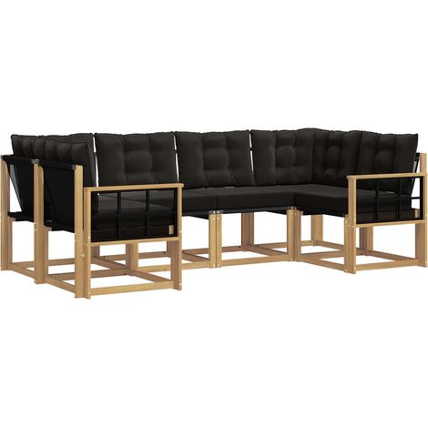 Outdoor Sofa Set with Cushion 6 pcs White and Black vidaXL