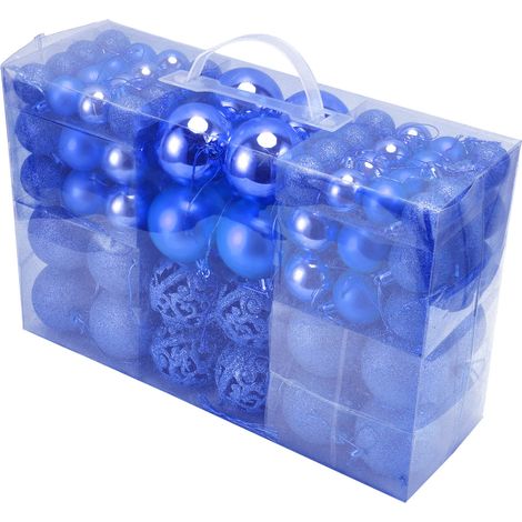 100 Stück bruchsichere Weihnachtskugeln zum Aufhängen für Weihnachtsbaum- und Partydekoration, blau (1/5)