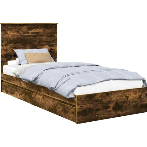 Letto con Contenitore Rovere fumé 75 x 190 cm Legno multistrato vidaXL