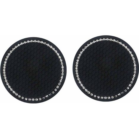 Porte-Gobelet Voiture - Tapis Antidérapant Universel 7 cm - Pour Voiture Camion SUV Fourgonnette - Noir - Lot de 2