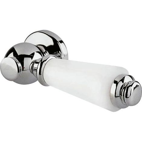 Nuie Traditional Style Lever White & Chrome Lever Flush Toilet Handle WC