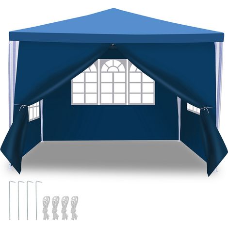 SWANEW Gazebo Tenda da campeggio per feste con pannelli laterali rimovibili Grandi finestre Tenda per feste o pergolato blu 3x3m (1/5)