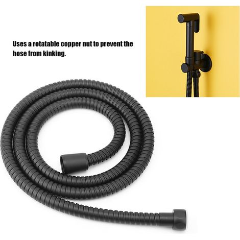 Manguera de ducha flexible de acero inoxidable negro mate, 1,5 m, accesorio de ducha de gran durabilidad. (1/5)