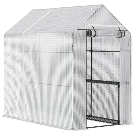 Serre de jardin avec tablettes TOMMY blanche (1/5)
