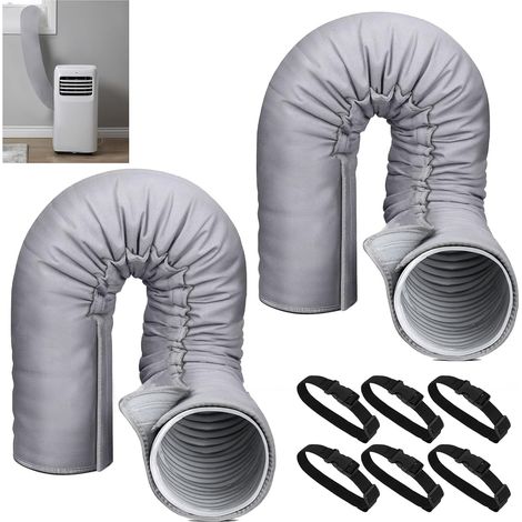 Lot de 2 Manchon d'isolation portable pour climatiseur portable, convient aux tuyaux d'échappement de 12,7 cm et 15 cm de diamètre, gris (1/5)