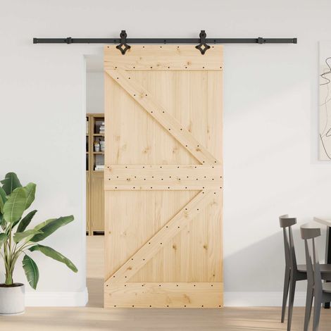 Teenpull – Schiebetür NARVIK Natürlich und Schwarz 95 x 210 cm (213,5 cm) (1/5)