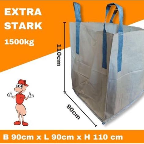 Bolsa grande de 90 x 90 x 110 cm - Alta estabilidad de hasta 1500 kg - Eliminación de BigBags con 4 asas (BigBag, 1 pieza) (1/3)