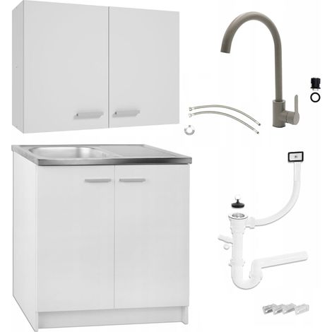 Küchenensemble - 80 cm - Weiß - Modernes Design - Praktisch und Elegant