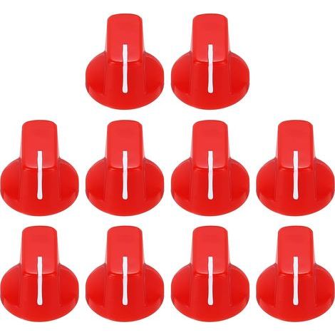 Lot de 10 boutons rouges pour pédale d'effet guitare (9/16") avec insert en plastique pour contrôle de volume d'amplificateur et guitare basse. (1/5)