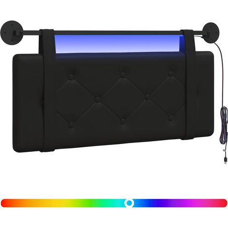 Maison Exclusive - Tête de lit suspendue Avec lumière LED Noir Simili cuir (1/5)