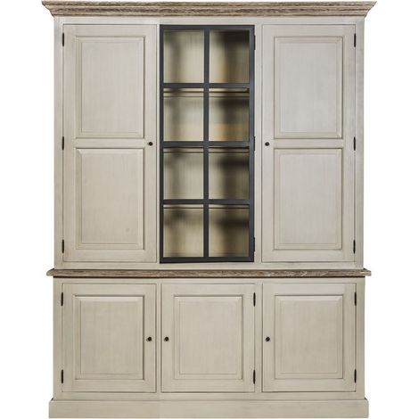 Buffet vaisselier en bois 3 portes éclairage LED - VILLAS