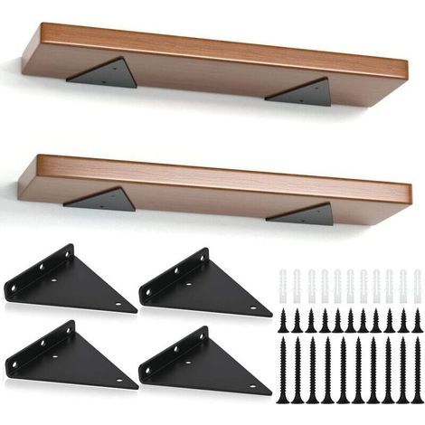 Lot de 4 Support Etagere Triangle, 14CM Supports D'étagère Flottant en Fer, Support Étagère Mural en Métal Pour Étagères Ouvertes de Bricolage (1/4)