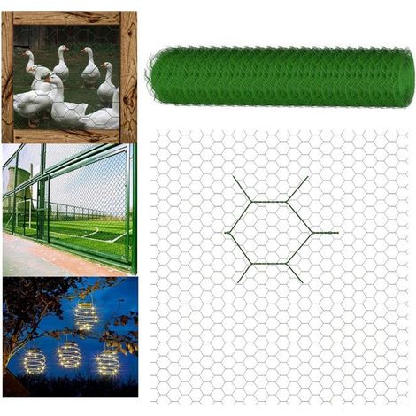 Rollo de malla galvanizada - DAYPLUS - 0,5 x 25 m - PVC verde - Malla hexagonal 25 mm - Alambre calibre 20