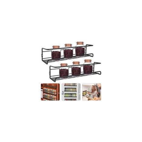 Étagère à épices en métal 29x6.5x6.5cm – Capacité 6 bouteilles – Installation sans perçage – Résistante à la rouille (1/5)