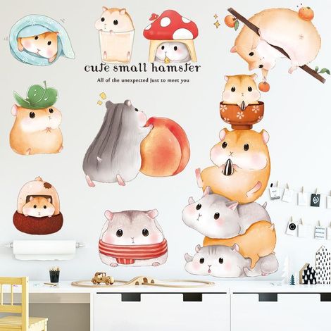 Adorable autocollant mural hamster pour décoration de chambre (1/5)
